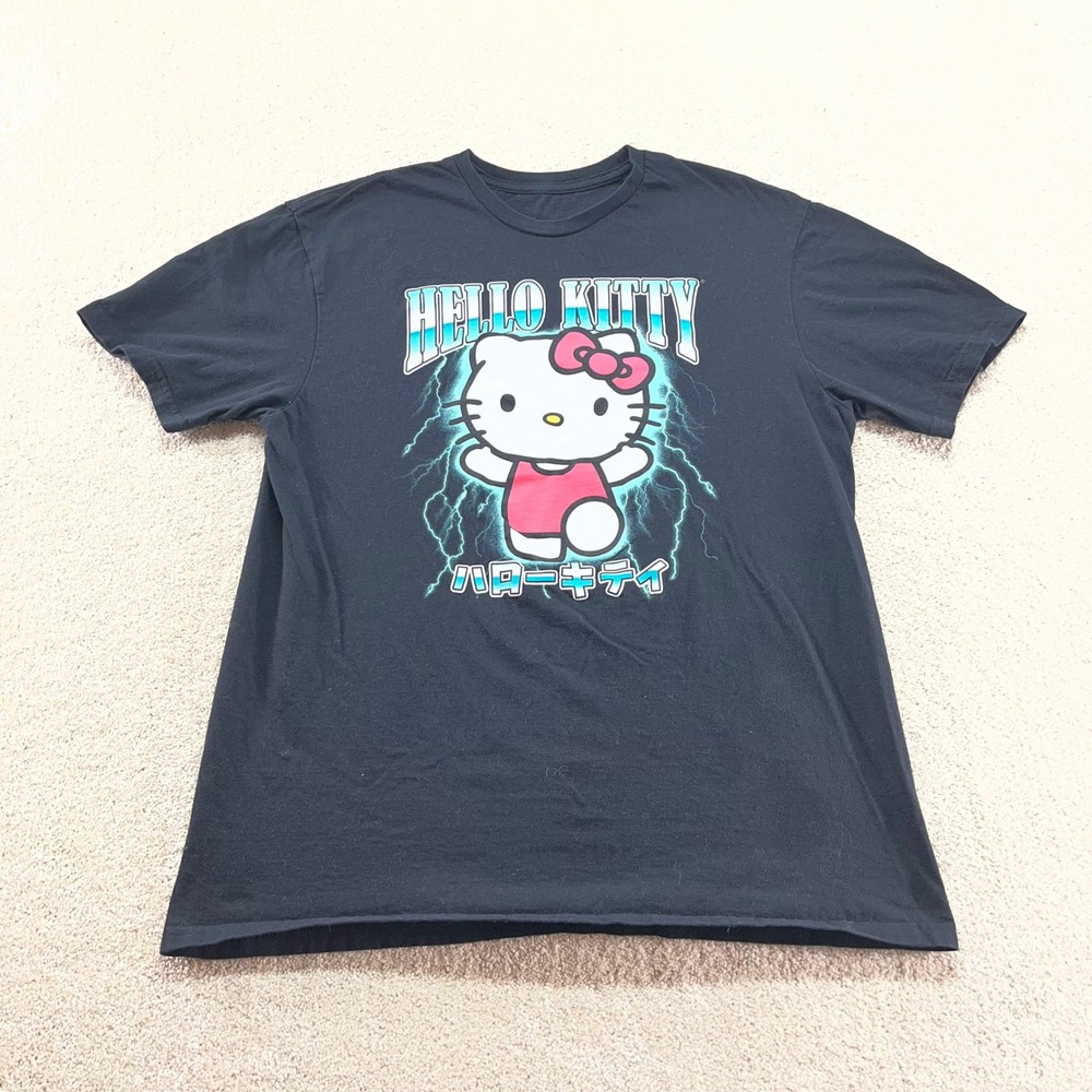 Sanrio Hello‎ Kitty Shirt Mens Medium Black Lightning Metal Sanrio Graphic Tee